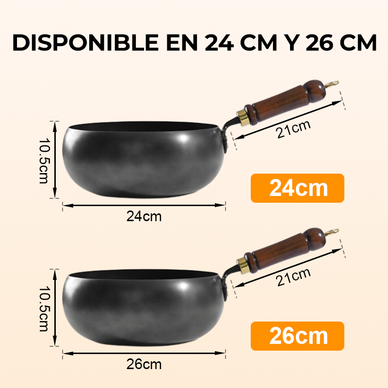 🔥Sartén Wok de Hierro Fundido Artesanal con Tapa de Cristal | Alta Durabilidad